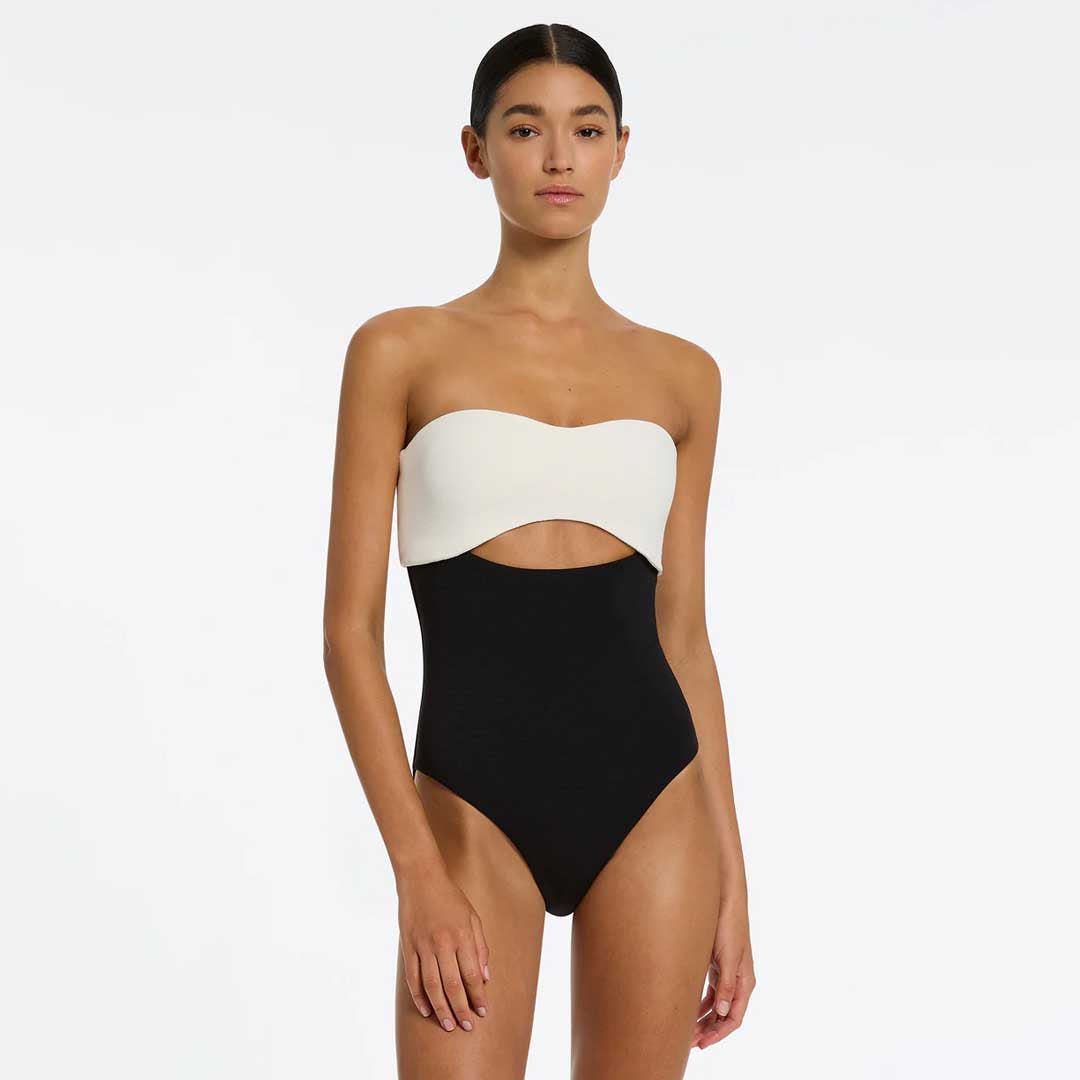 Versa Rib Bandeau One Piece | Black Cream