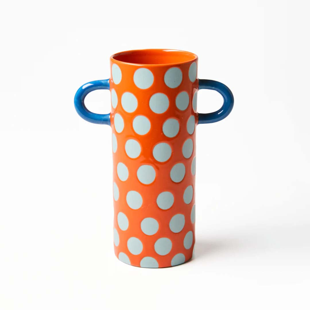 Griffe Blue Red Spot Bud Vase