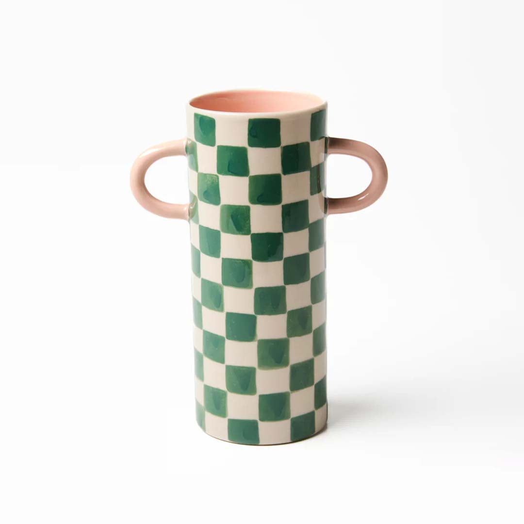 Griffe Green Check Bud Vase