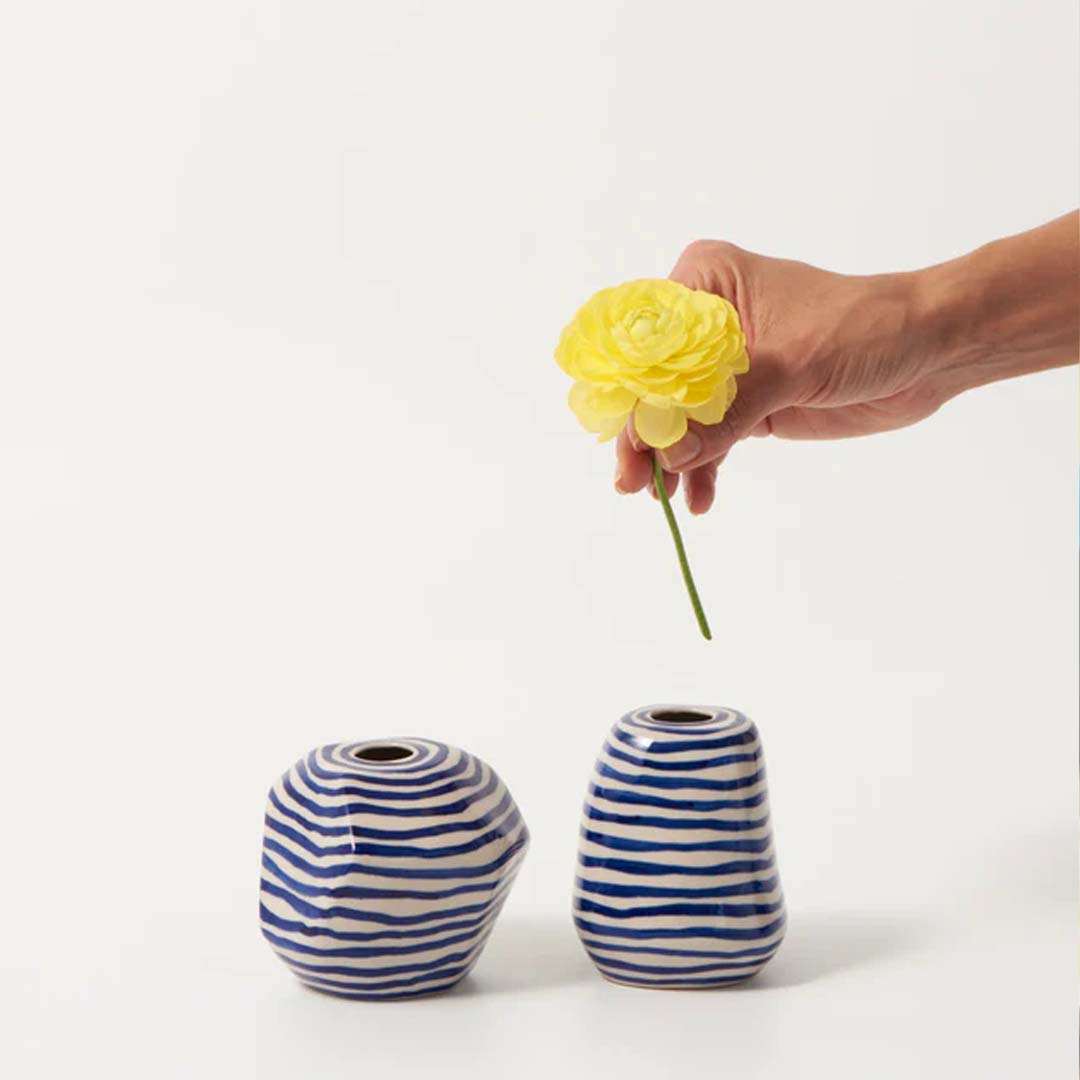 FACET VASE MEDIUM | BLUE LINES