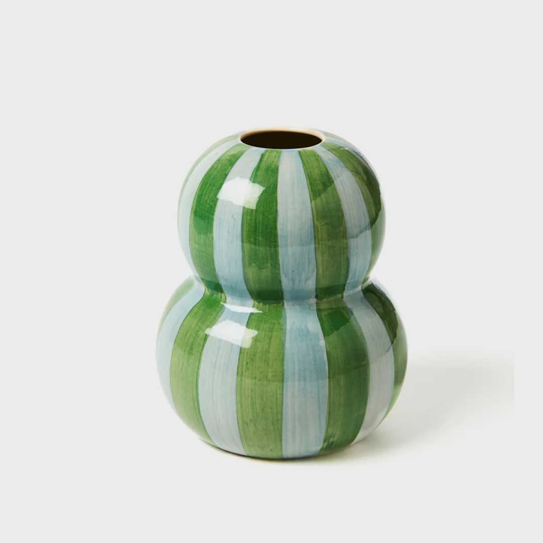 Fonda Vase | Green Blue Stripe
