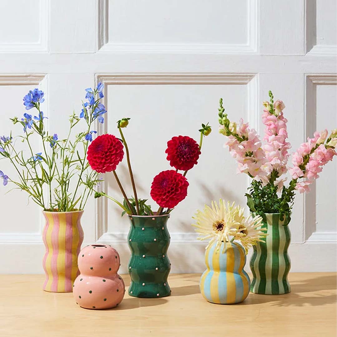 Palma Vase | Green Pink Dotty
