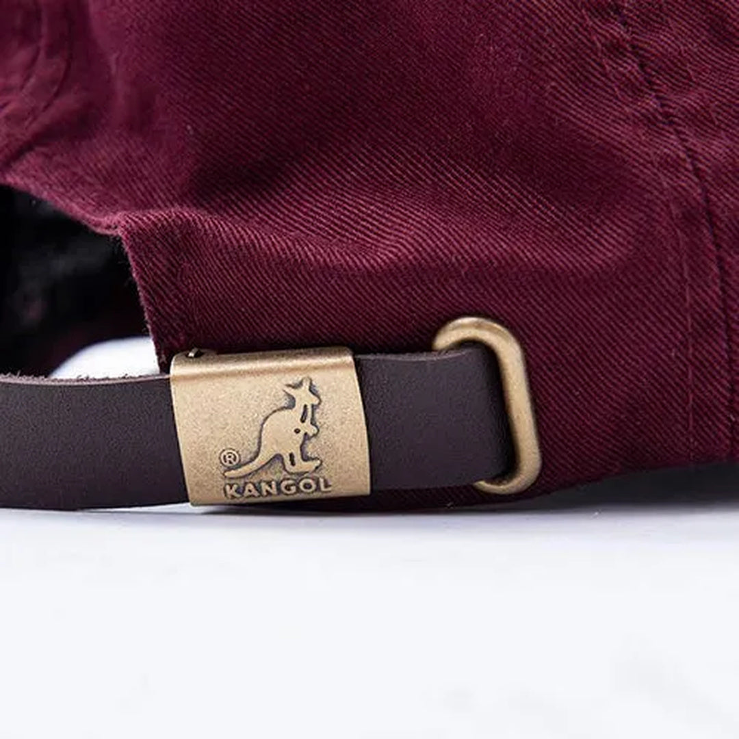 Kangol Washed Baseball cap in Cordovan — back strap detail