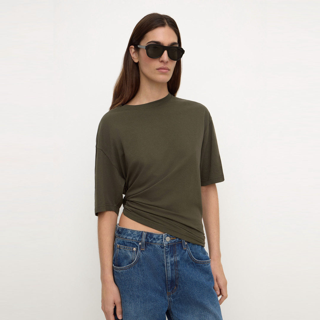 Assembly Label Kira Cotton Hemp Tee in Dark Military