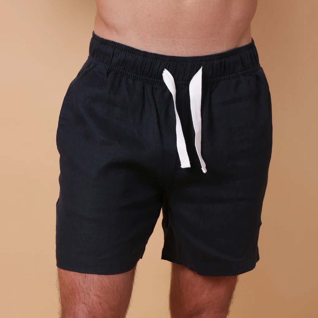 AMALFI LINEN SHORT  | MIDNIGHT