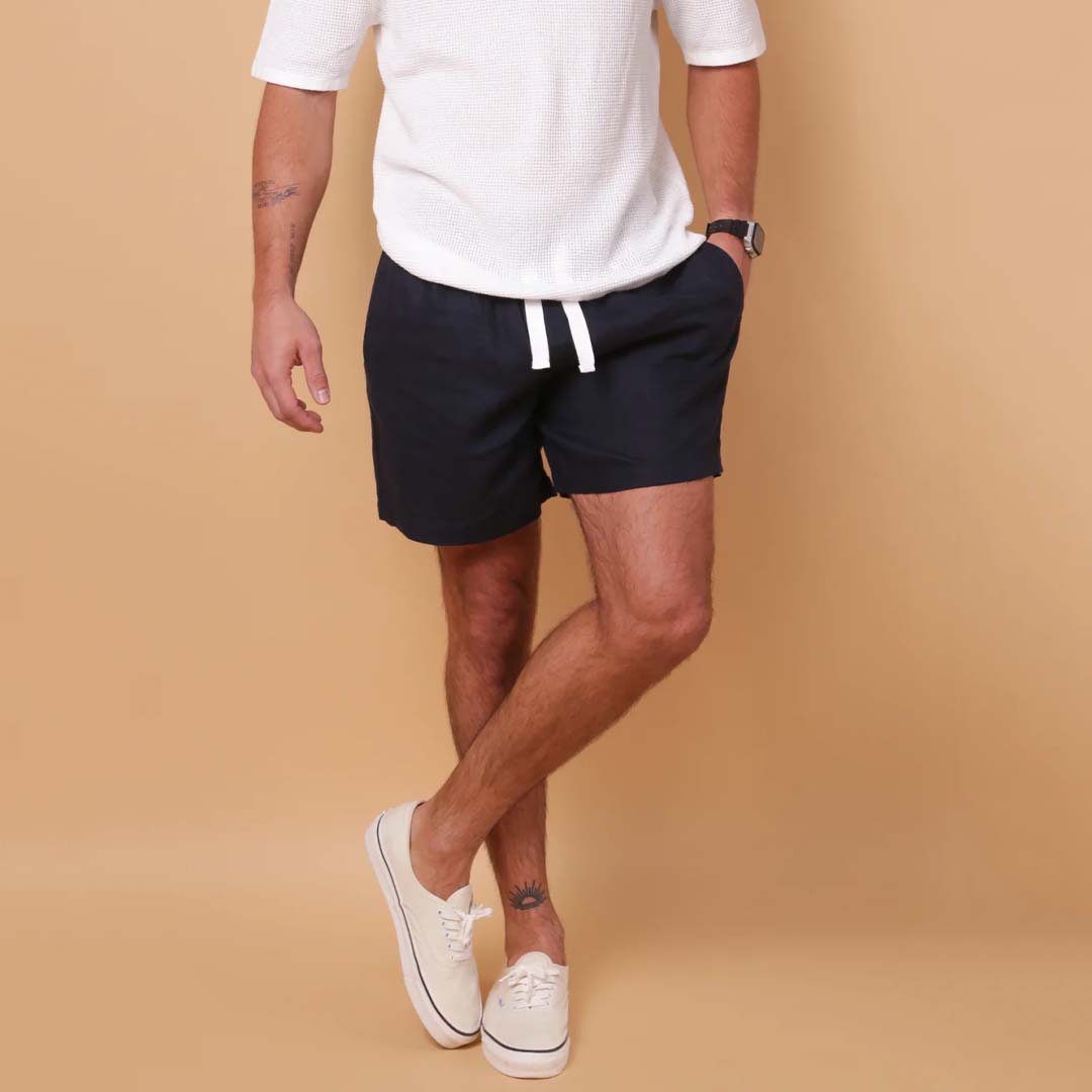 AMALFI LINEN SHORT | MIDNIGHT