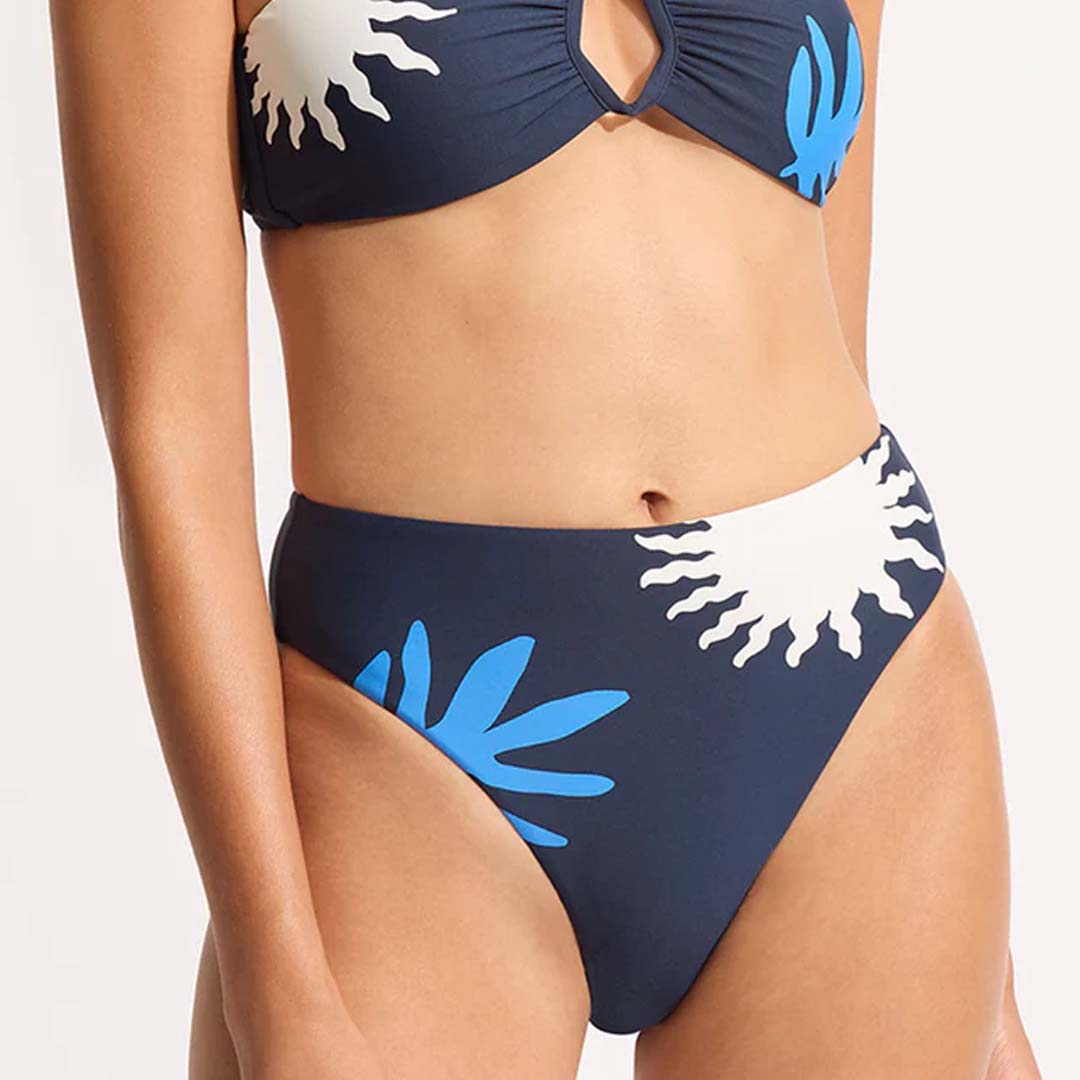 LA PALMA HIGH WAISTED BIKINI BOTTOM | TRUE NAVY