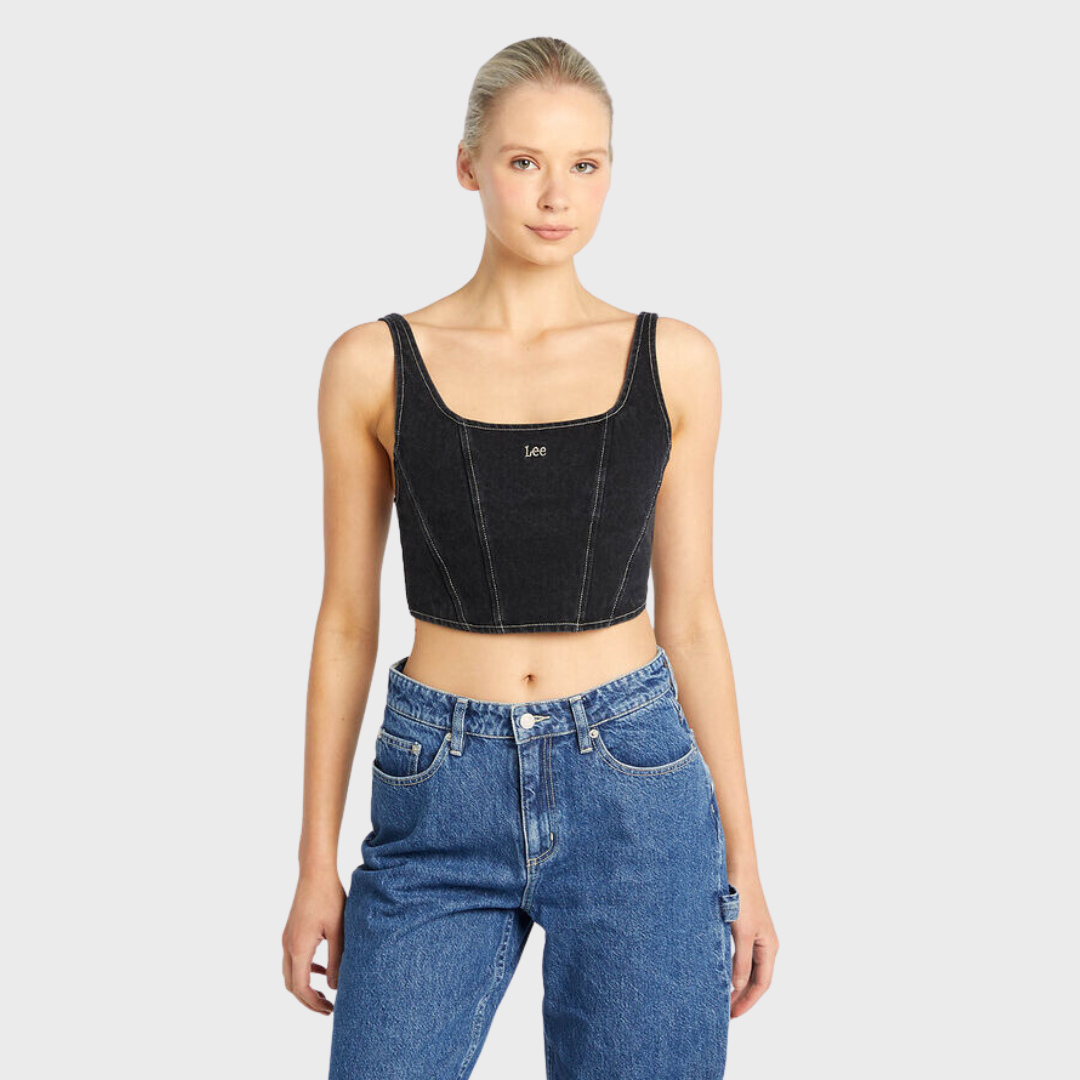 MONIQUE DENIM CORSET | HOLLABACK BLACK