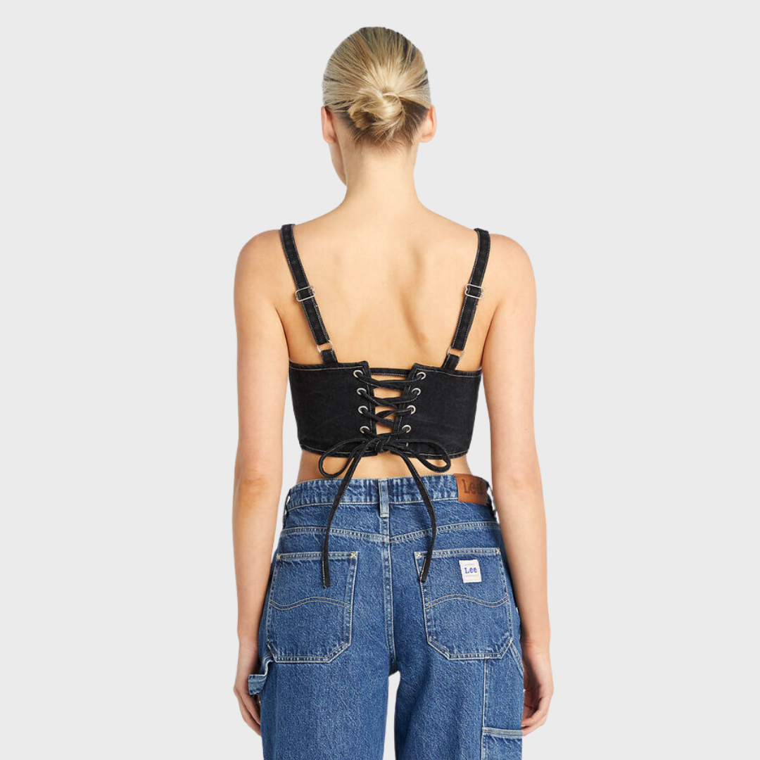 MONIQUE DENIM CORSET | HOLLABACK BLACK