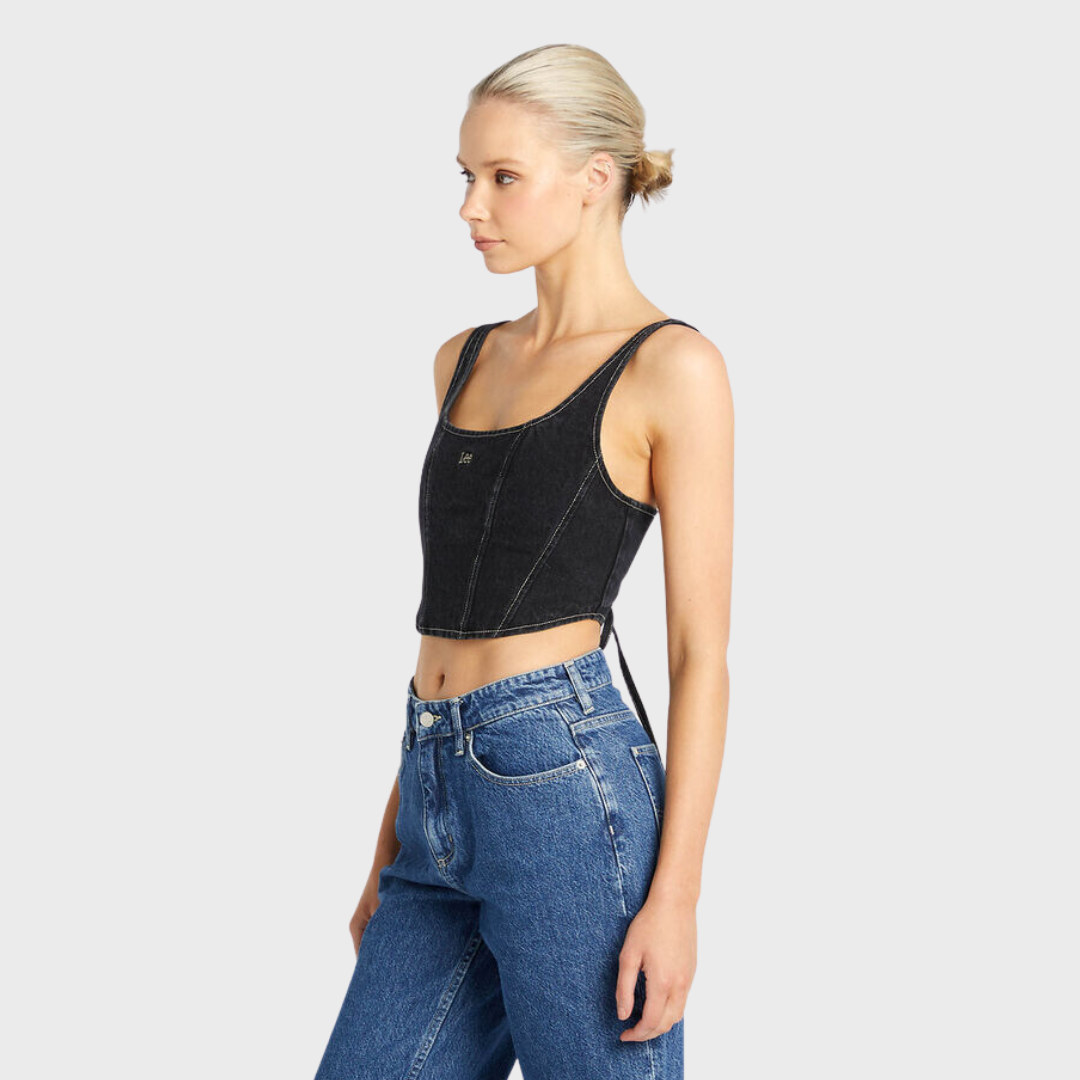 MONIQUE DENIM CORSET | HOLLABACK BLACK