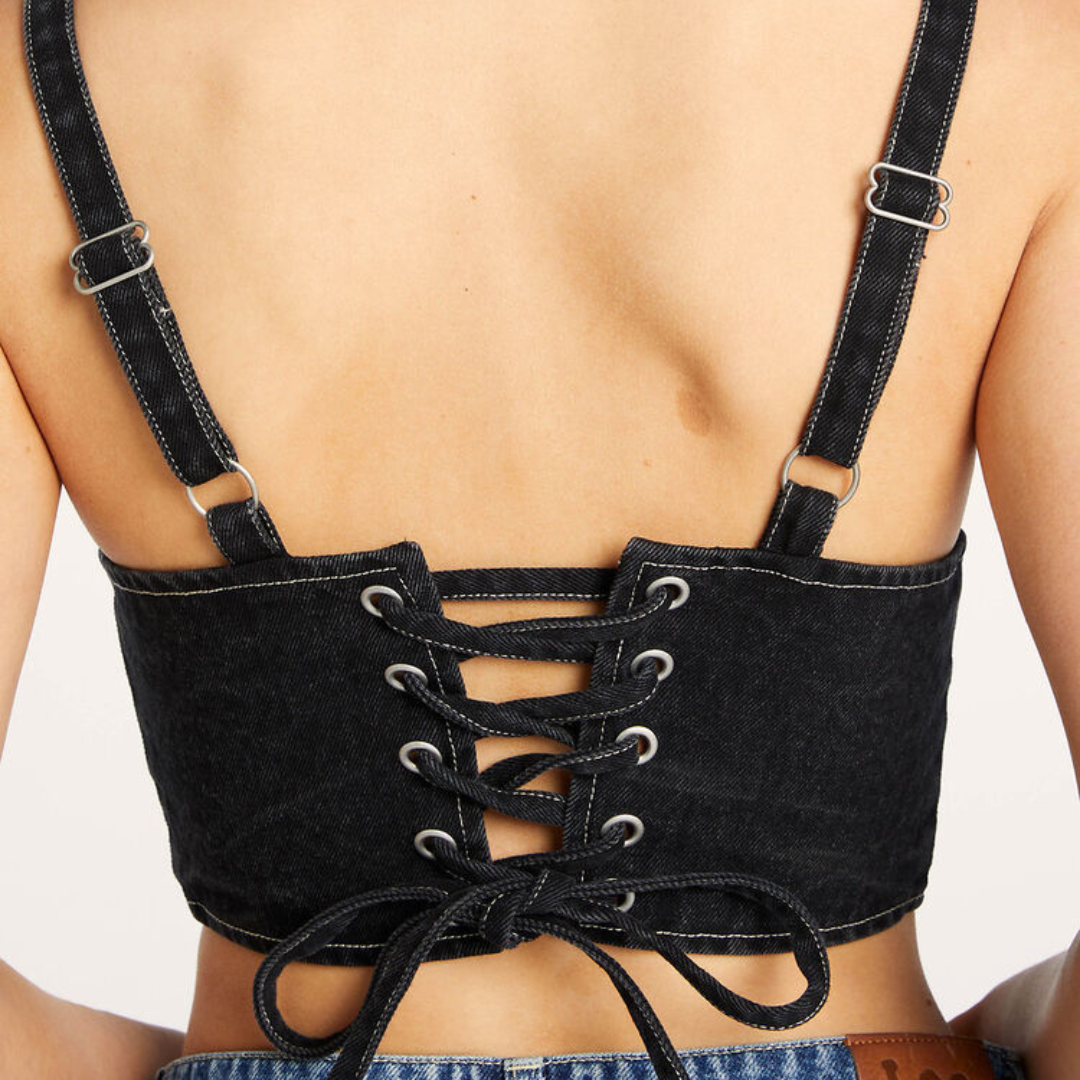 MONIQUE DENIM CORSET | HOLLABACK BLACK