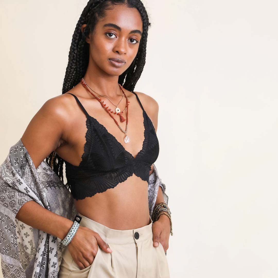Fly Like A Butterfly Lace Bralette | Black