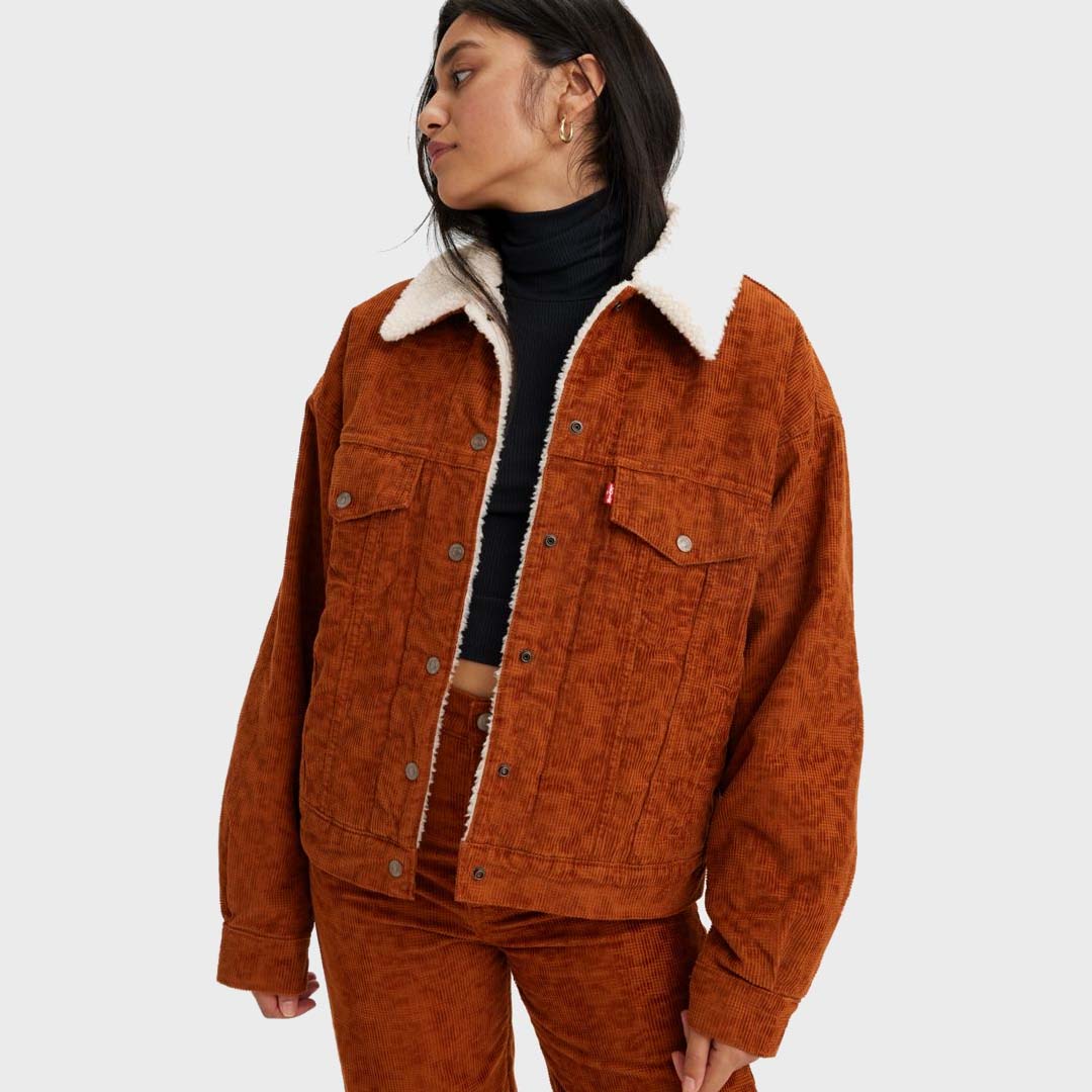 90S SHERPA TRUCKER JACKET - GINGER BREAD
