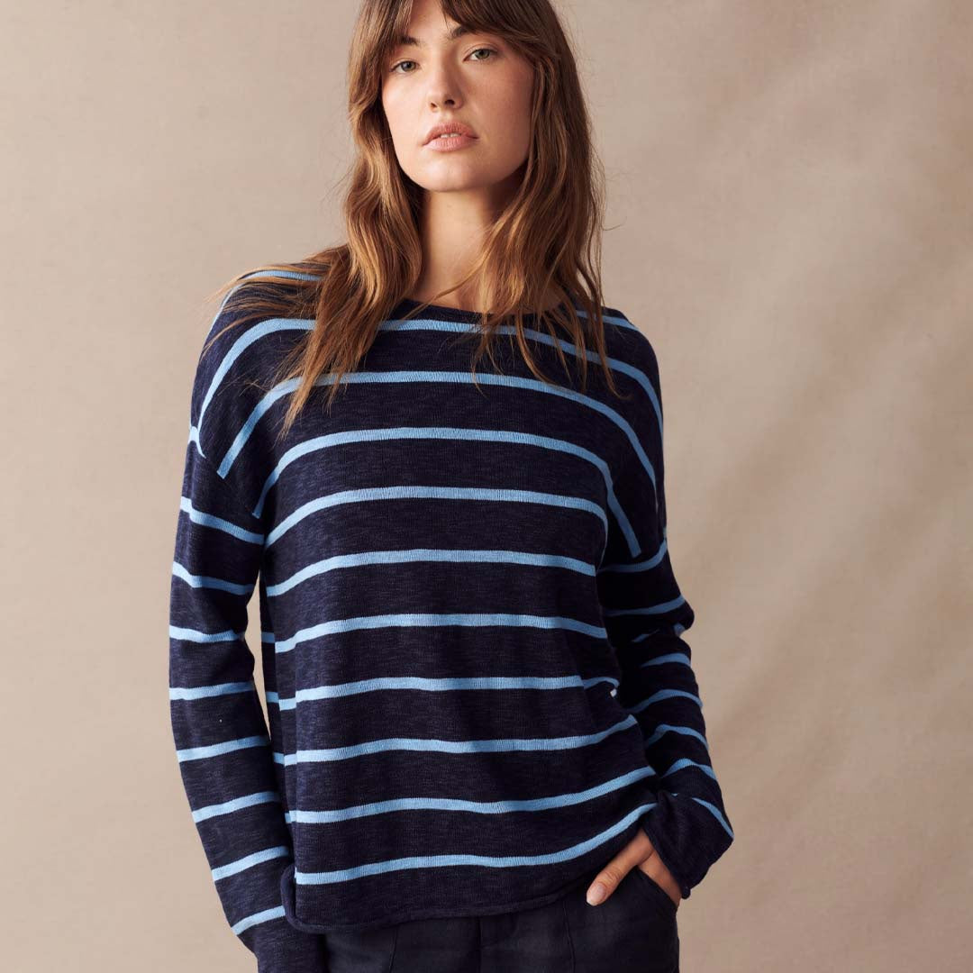 MINNIE TOP | NAVY & BLUE STRIPE