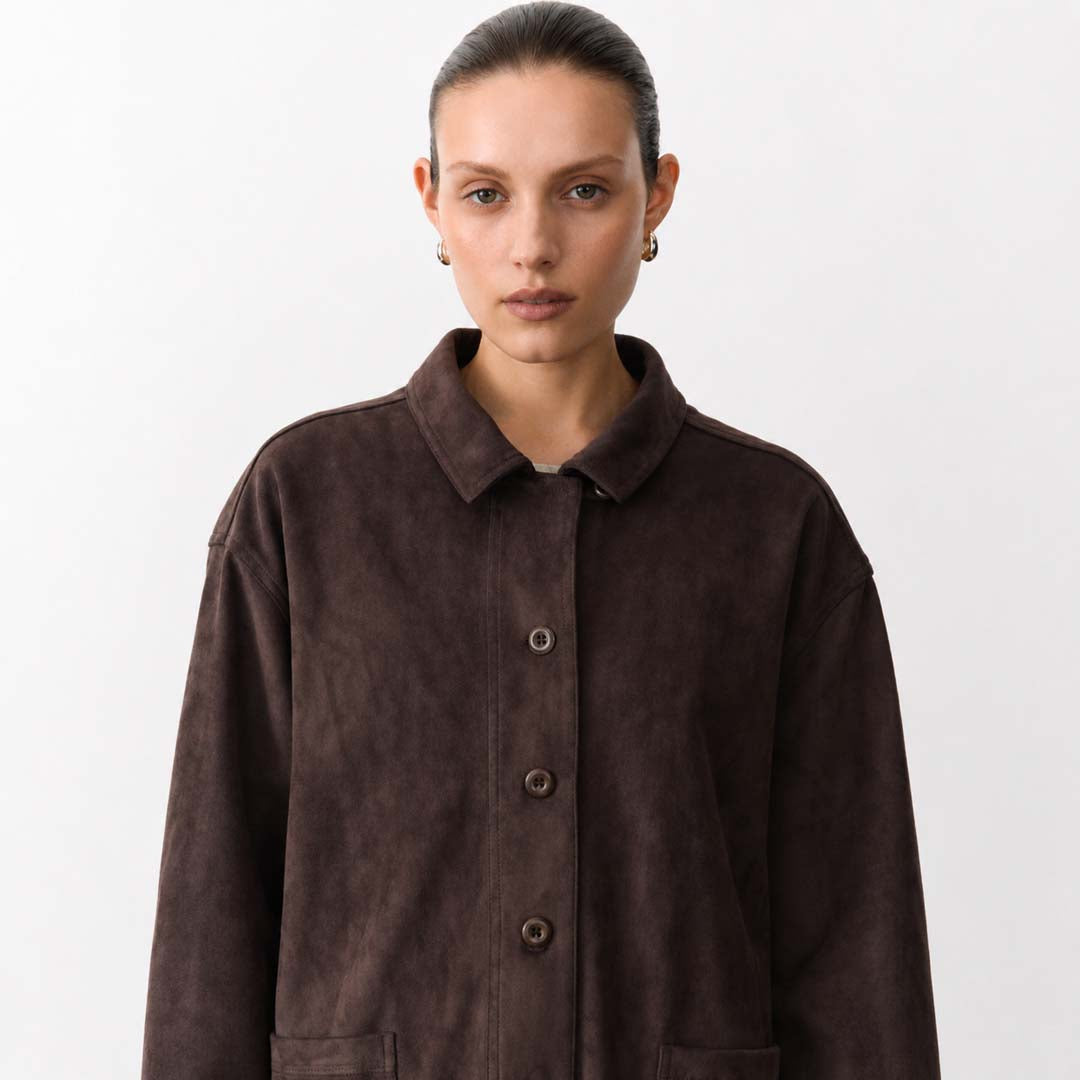 Suede Shacket | Chocolate