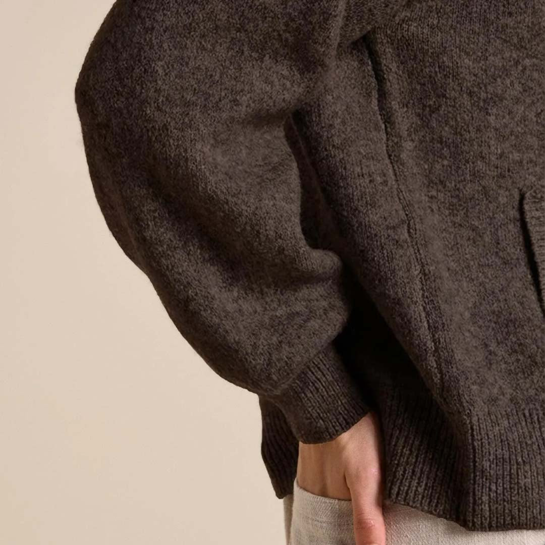 Knitted Bomber Jacket | Chocolate