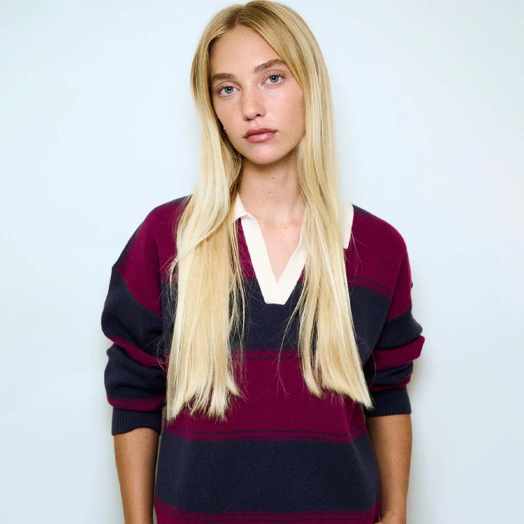 The Varsity Knit | Navy Burgundy