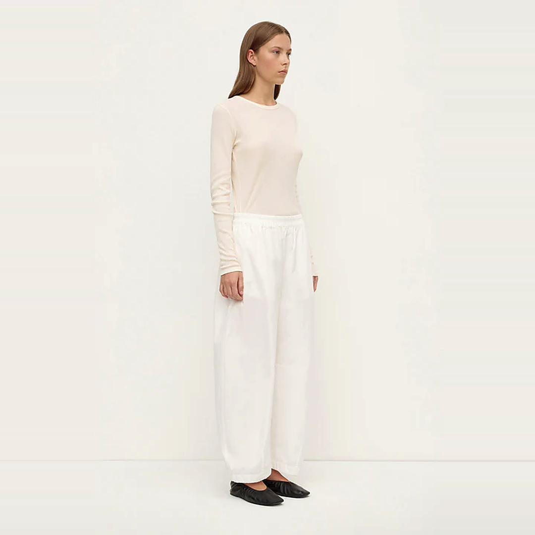 Lola Barrel Pant | White