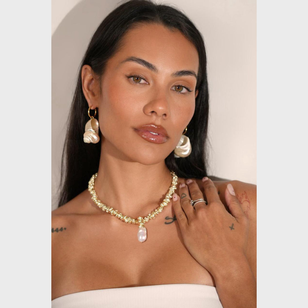 Jewel Necklace | Gold - Indigo & Wolfe - worn / lifestyle 4