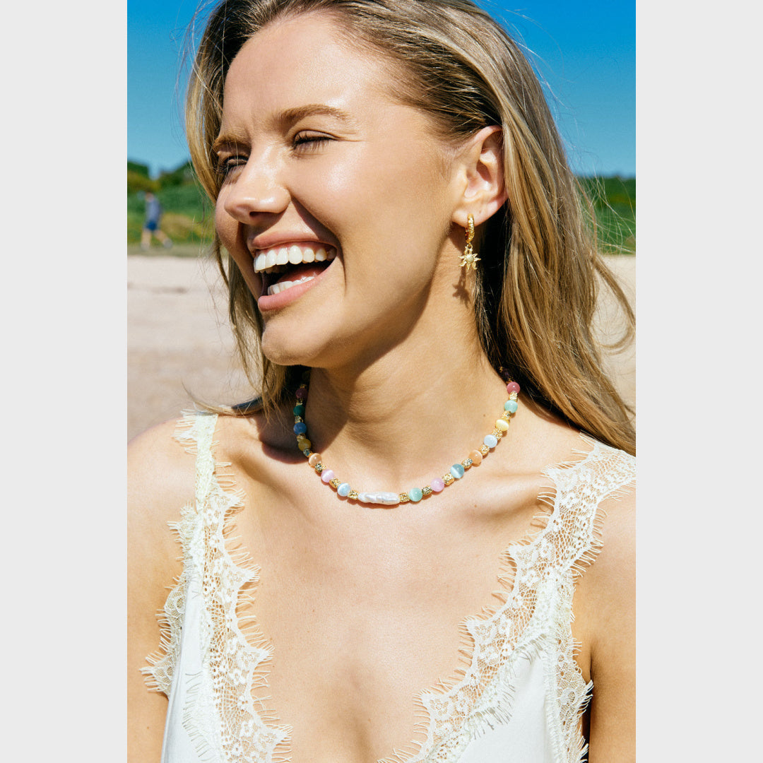 Malibu Necklace - Indigo & Wolfe - worn / lifestyle 3