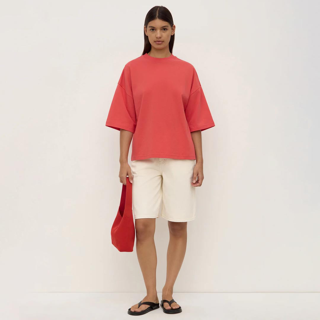 Max Cotton Oversized Tee | Washed Chilli