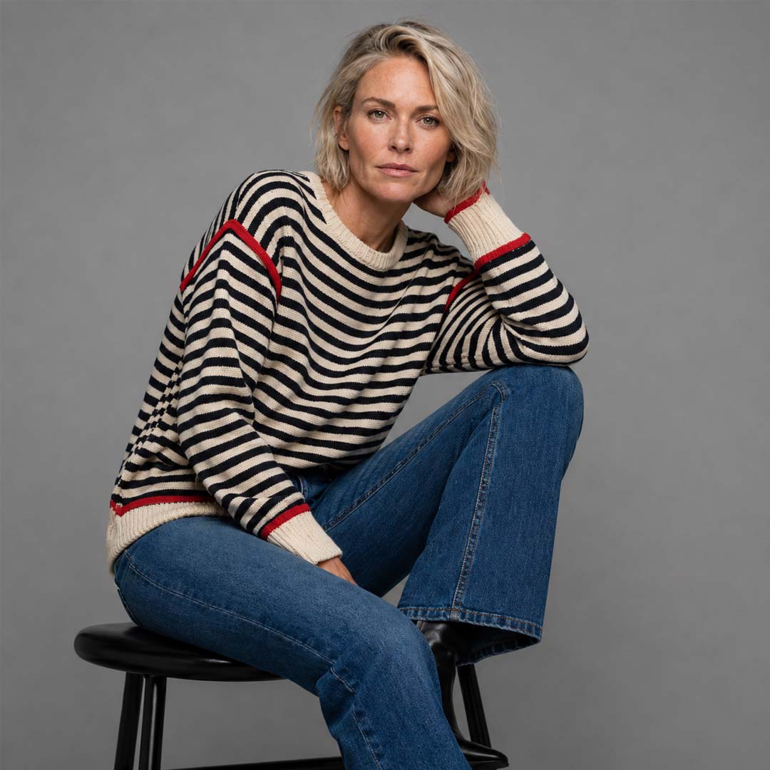 Oversized Sweater | White Black Stripe