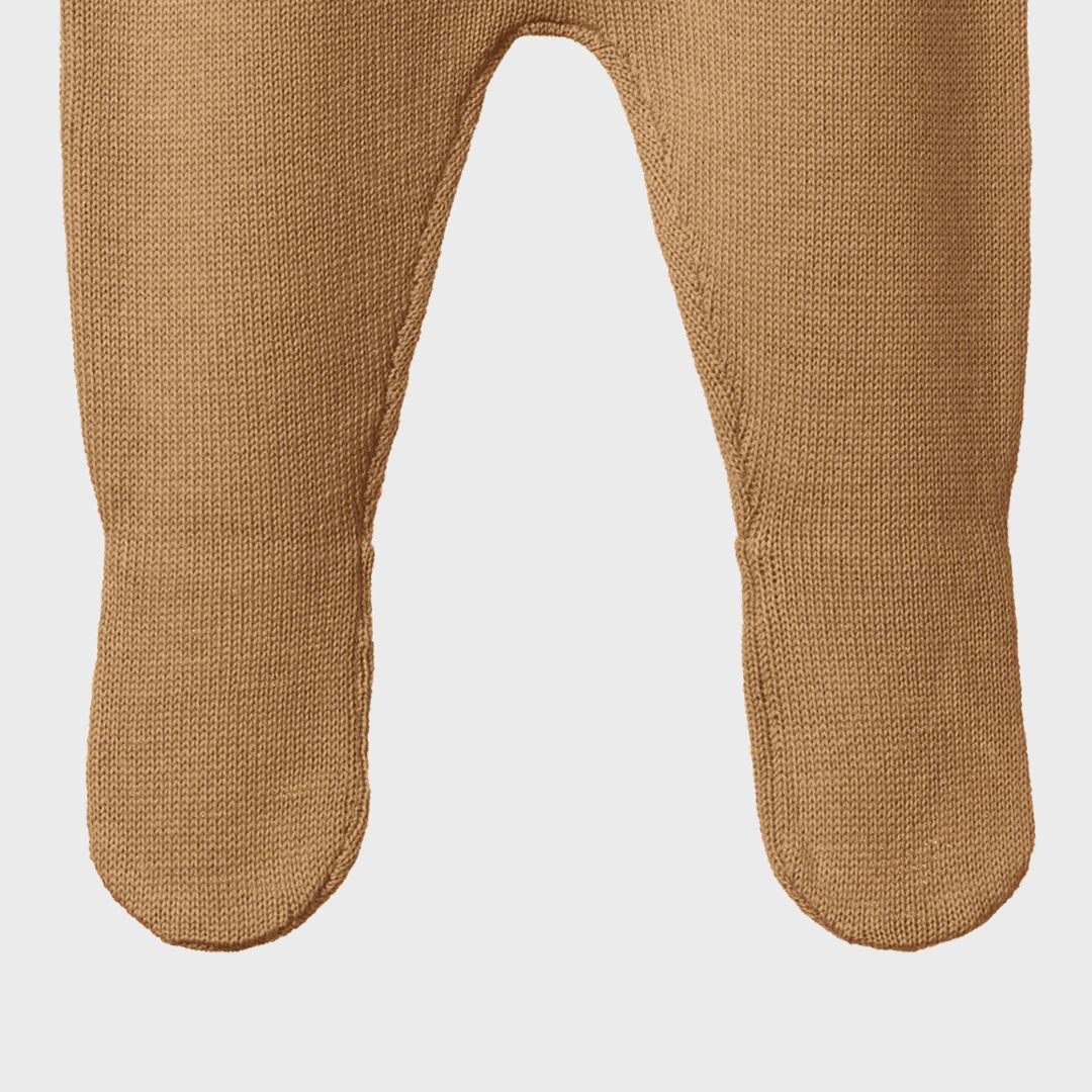 Merino Knit Footed Rompers | Caramel