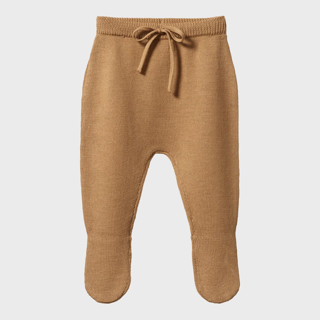 Merino Knit Footed Rompers | Caramel