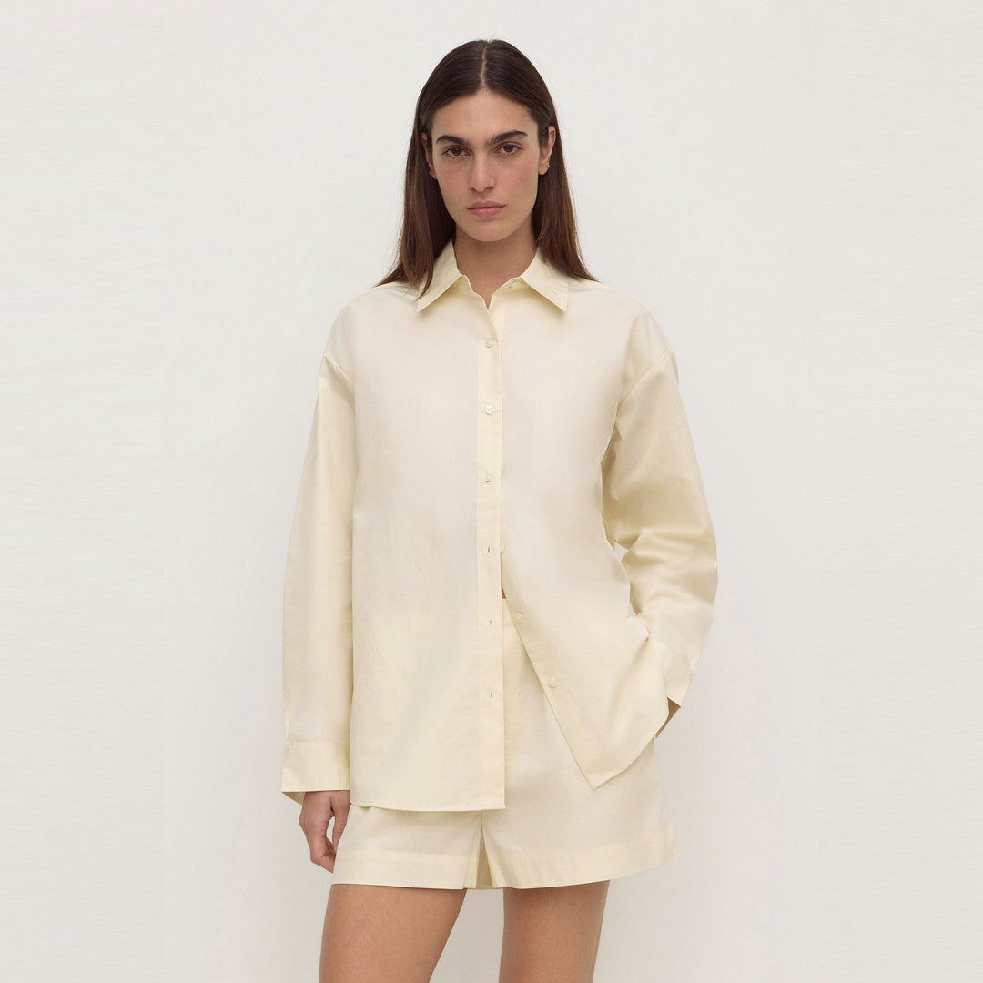 Assembly Label Micha Poplin Long Sleeve Shirt in Vanilla