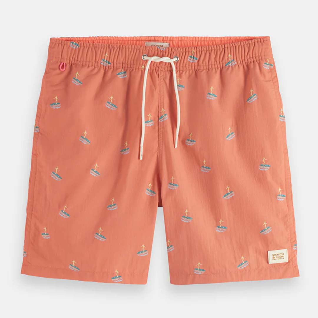 MID-LENGTH MINI PRINTED SWIMSHORT | FLAMINGO SURFER