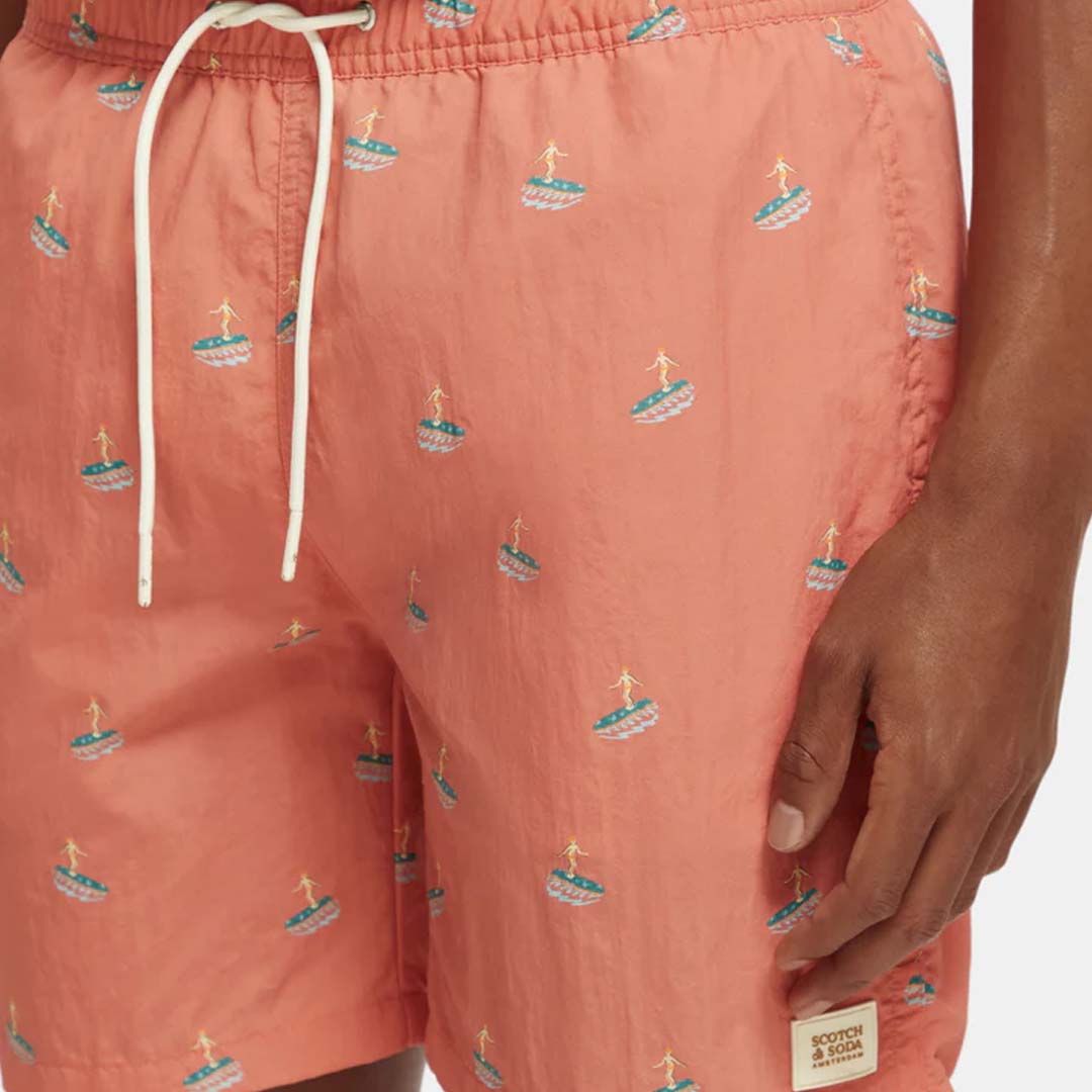 MID-LENGTH MINI PRINTED SWIMSHORT | FLAMINGO SURFER