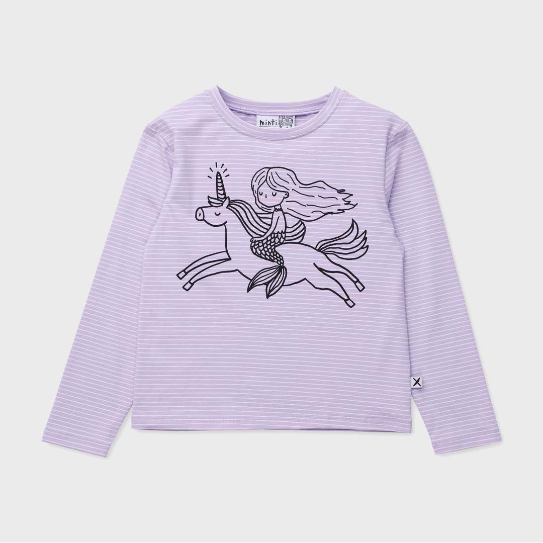 MERMAID AND UNICORN TEE | LILAC STRIPE
