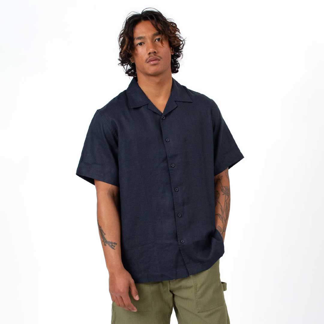 Cuban Shirt | Navy Linen