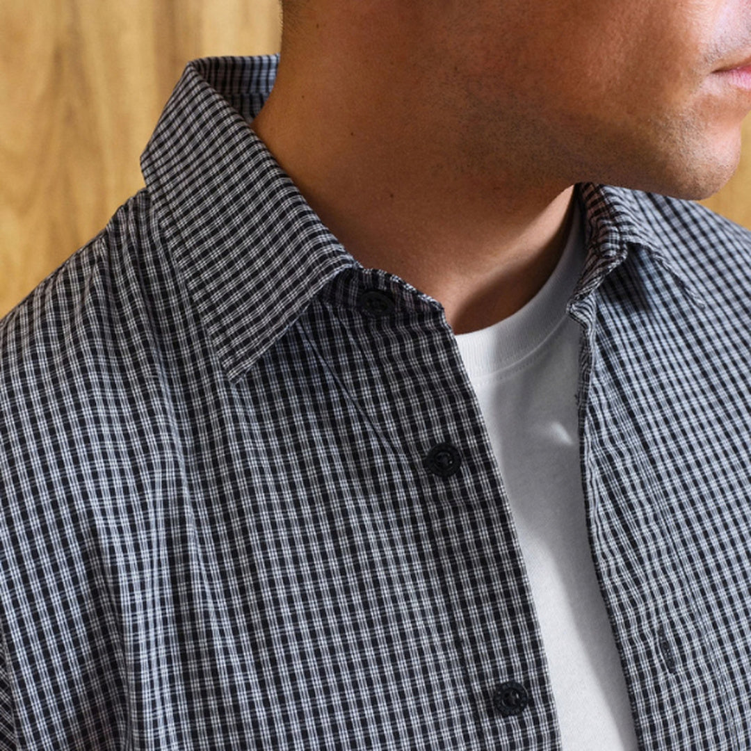 Rustler Textured Short Sleeve Shirt | Black Mini Check — image 5 of 8