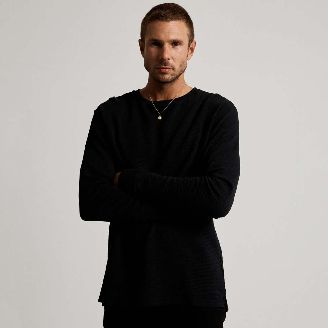 SMITH LONG SLEEVE WAFFLE | BLACK