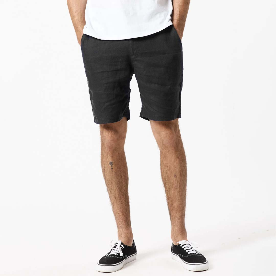 TANNER LINEN SHORTS 3.0 | BLACK