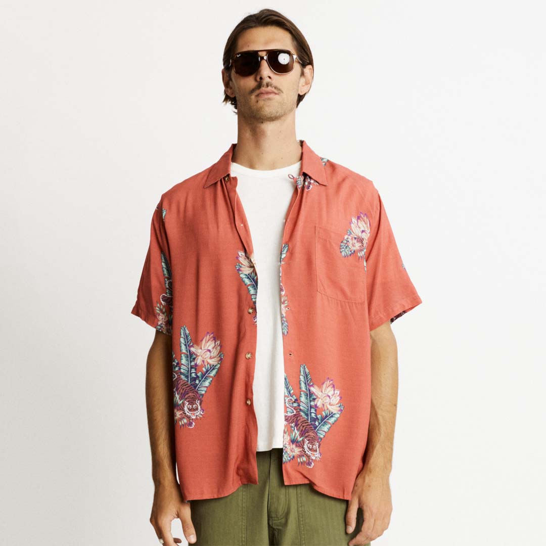 ZED BOWLER SHIRT | RED TROPICAL PRINT