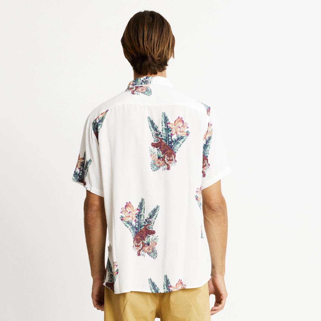 ZED BOWLER SHIRT | WHITE TROPICAL PRINT