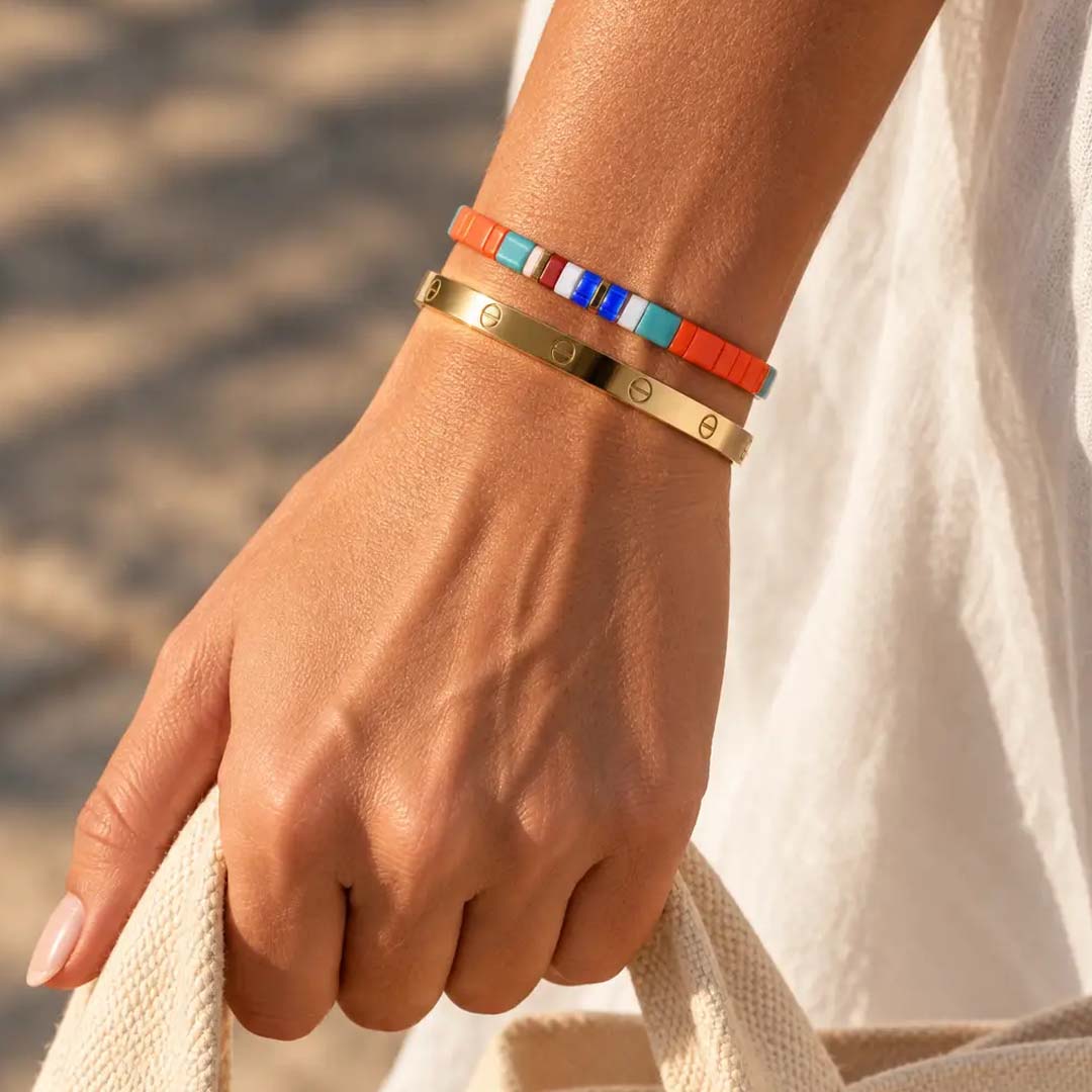 Candy Tile Bracelet | Coral Pop