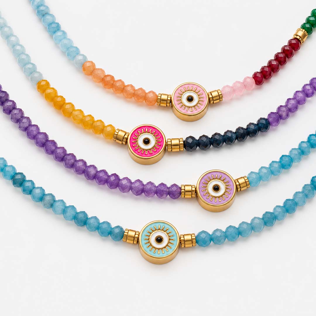 Evil Eye Crystal Necklace | Ocean Blue