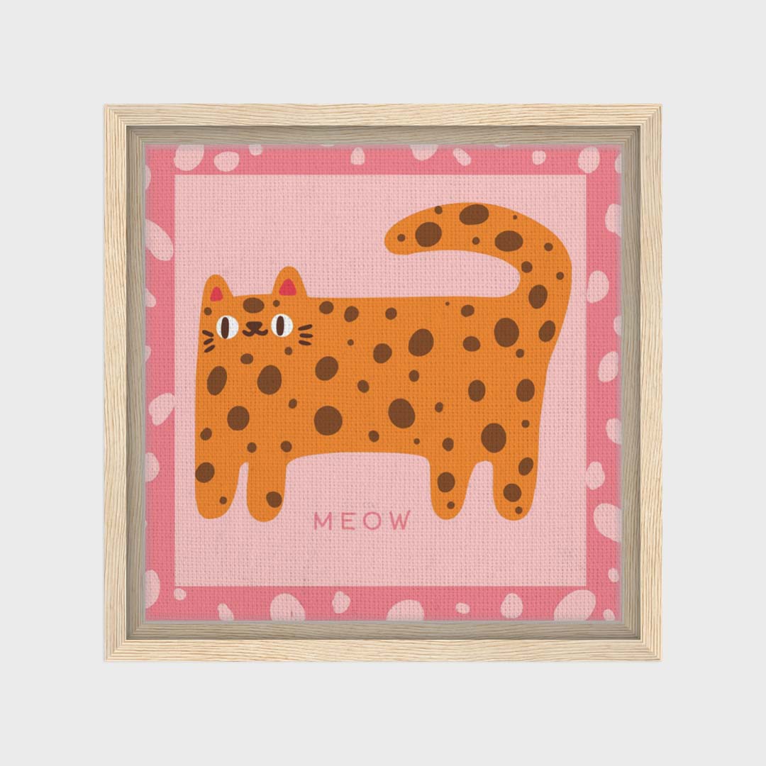 Meow Framed Canvas | Cat Wall Art