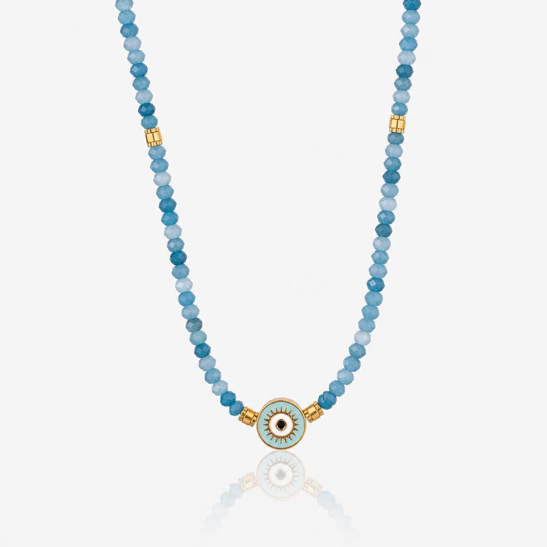 Evil Eye Crystal Necklace | Ocean Blue