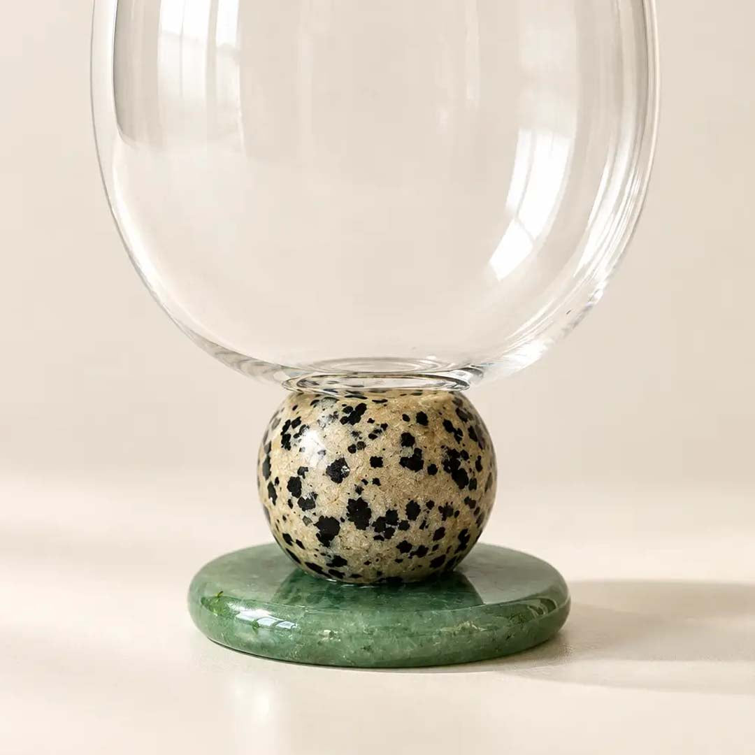 Orb Stemmed Glass | Jade Green & Speckle
