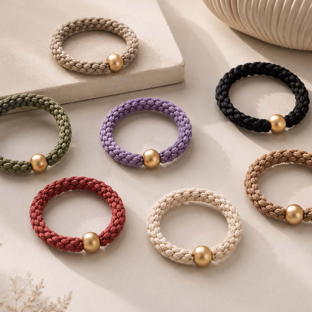 Elastic Braided Hair Tie 3 Pack | Sand