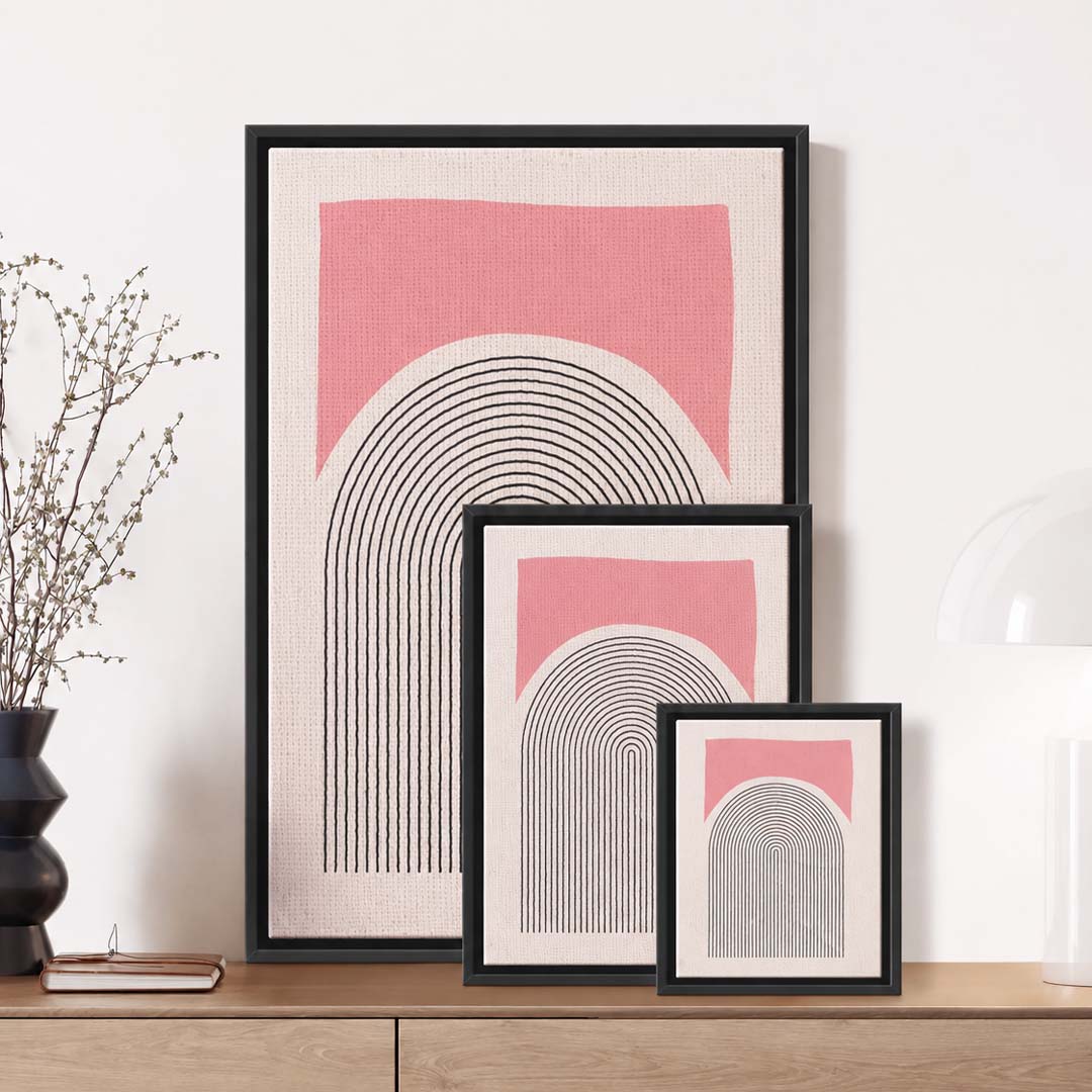 Soft Frequency Pink Abstract Framed Canvas