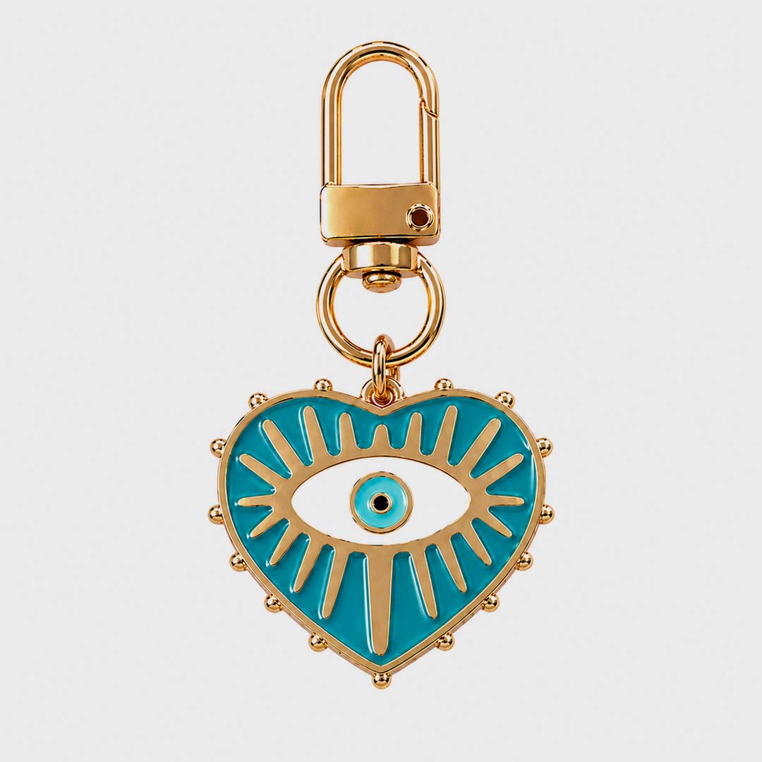Evil Eye Heart Keychain | Emerald Green