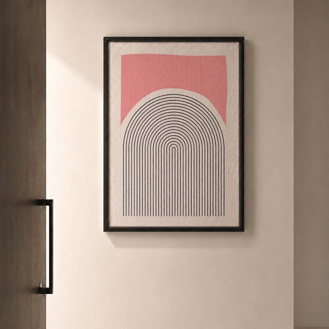 Soft Frequency Pink Abstract Framed Canvas
