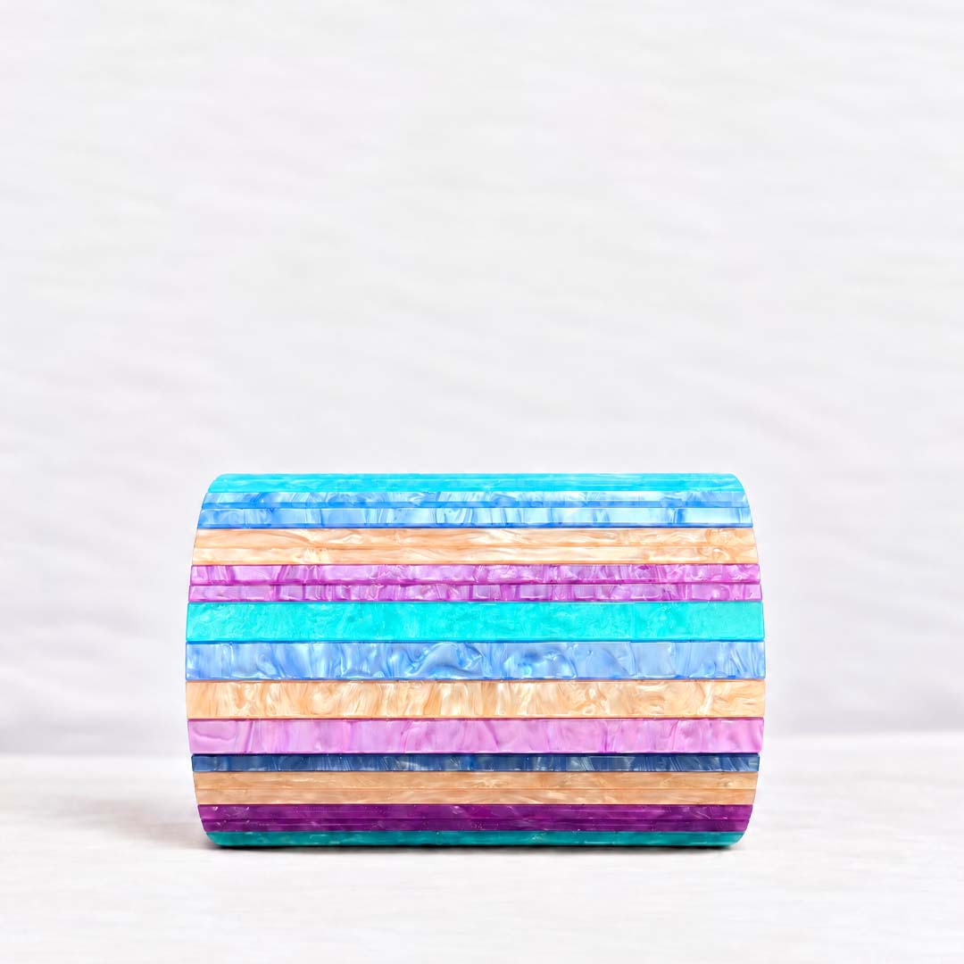 Striped Acrylic Clutch | Pastel Multi