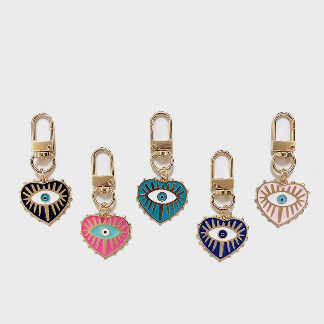 Evil Eye Heart Keychain | Emerald Green