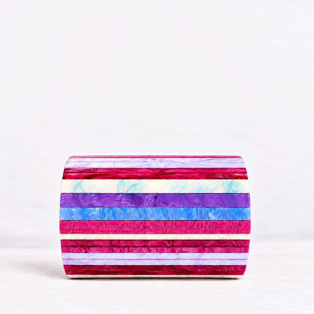 Striped Acrylic Clutch | Berry Multi